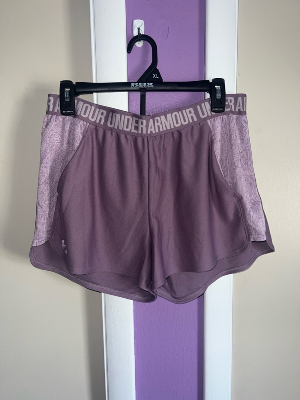 Under Armour Women's Dusty Purple Mesh-Panel Athletic Shorts